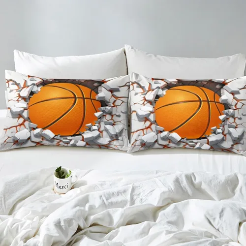 Vista 5 de Erosebridal Juego de sábanas de baloncesto para niños y adolescentes, juego de sábanas deportivas de juego de pelota, juego de sábanas de juego