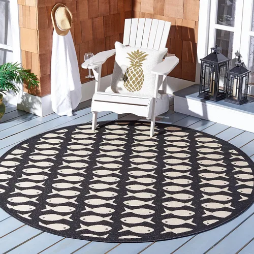 Vista 14 de SAFAVIEH Alfombra lavable para exteriores, colección Patio de 2.3 x 6.7 pies, color negro y beige, no desprende pelusa y fácil limpieza, ideal