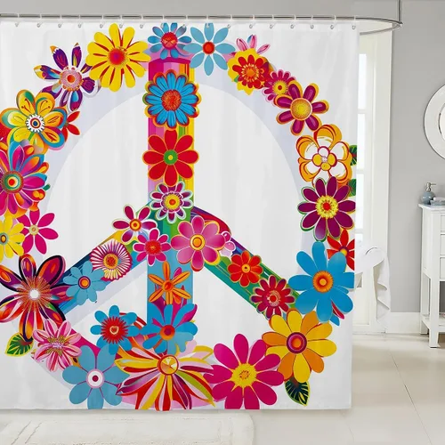 Vista 14 de Erosebridal Cortina de baño psicodélica, verde azulado, azul, morado, juego de cortina de ducha para niños y niñas, cortina de ducha exótica