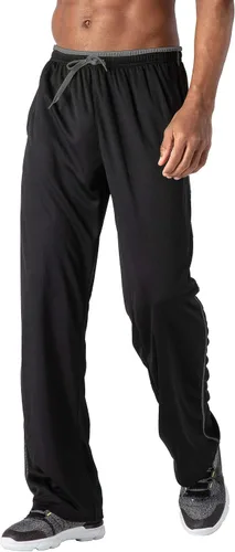 Vista 2 de BIYLACLESEN Pantalones deportivos para hombre, con bolsillos con cremallera, transpirables, para correr, gimnasio, entrenamiento, pantalones
