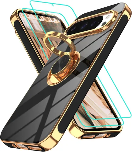 Vista 129 de Funda para Motorola Moto G 5G 2024: Funda Moto G Play 5G 2024 con 2 piezas de protectores de pantalla, soporte de anillo de rotación de 360°