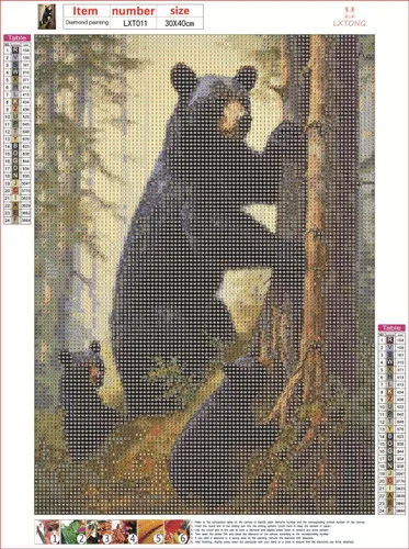Vista 4 de LXTONG Kit de arte de diamantes de pintura de oso negro, arte de diamantes de taladro redondo completo 5D, pequeño oso negro de pintura por números