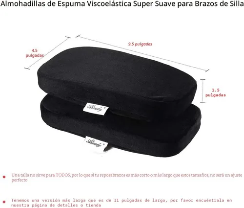 Vista 2 de Aloudy Almohadillas ergonómicas de espuma viscoelástica para silla de oficina, cómodas fundas para reposabrazos de silla de juegos, para codos