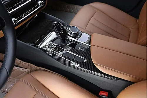 Vista 5 de YIWANG Cubierta de panel de palanca de cambios para consola central de automóvil ABS cromada, 1 unidad para BMW Serie 5 G30 2017 2018 Accesorios