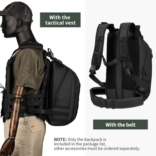 Vista 5 de HUNTVP Mochila táctica militar MOLLE mochila de caza mochila táctica Backpck paquete de asalto que se puede fijar con el chaleco y el cinturón