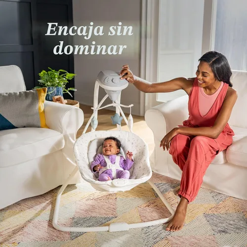 Vista 5 de Graco Simple Sway - Columpio para bebé, balanceo de lado a lado, columpio infantil con 6 velocidades, vibración, Abbington