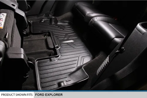 Vista 5 de MAXLINER - Tapetes para Ford, Juego de 3 filas sin segunda consola central, negro