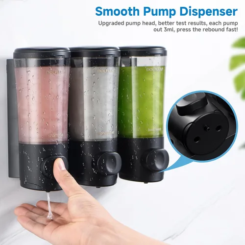 Vista 2 de Dispensador de champú acondicionador de gel corporal, dispensador de jabón de ducha sin taladro, dispensador de champú montado en la pared