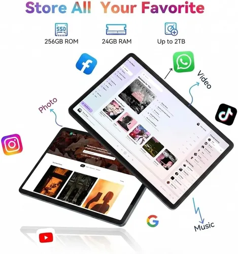 Vista 5 de Tablet Android 16 2026, tableta Android con bolígrafo y teclado, Gemini Ai, 24 GB +256 GB/2 TB, cámara AI de 8 MP, Widevine L1, carga rápida, 2 en 1