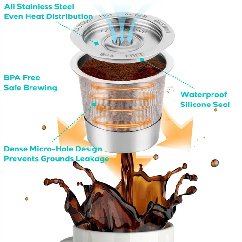 Vista 3 de CASABREWS Cápsulas de café reutilizables K Cup para cafeteras Keurig 1.0, 1
