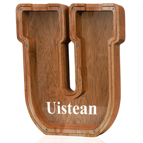 Vista 60 de Alcancía de madera grande personalizada con letras – Alcancía de letras para niños y niñas, regalo de cumpleaños (A)
