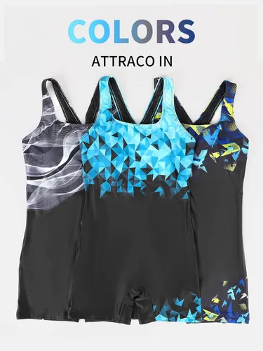 Vista 64 de ATTRACO Traje de baño deportivo de una pieza para mujer, traje de baño deportivo de entrenamiento