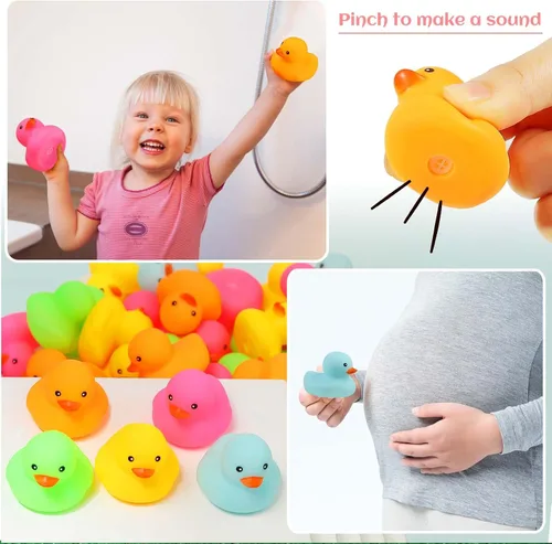 Vista 3 de Paquete de 50 mini patos de goma multicolor de juguete de baño de patos pequeños