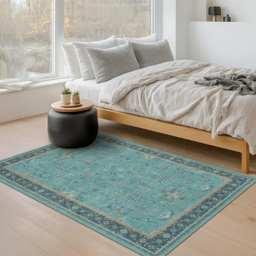 Vista 255 de Hazo Haus – Alfombra pequeña para entrada, cocina o baño, antideslizante con base de goma, resistente a las manchas y a la decoloración, diseño