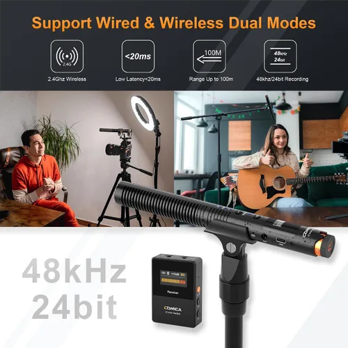 Vista 3 de COMICA VM30 Micrófono inalámbrico de escopeta con salida USB-C y 0.1 in