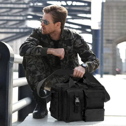 Vista 2 de COSCOOA Bolso de mensajero táctico, maletín táctico para hombre, bolso militar para portátil, bolso de hombro