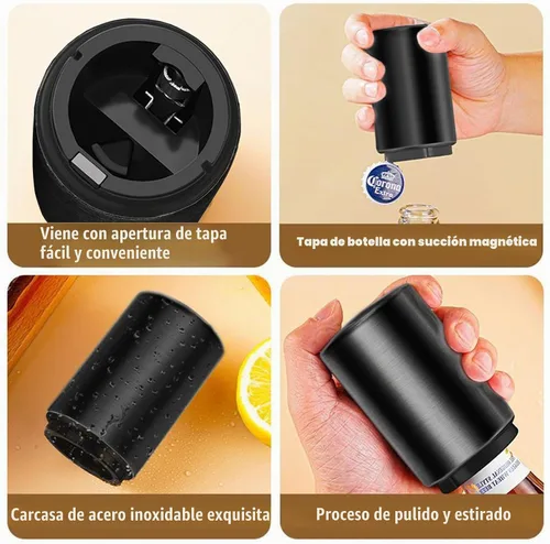 Vista 4 de Destapadores de Cerveza, abridor automático de botellas de cerveza, abrebotellas de cerveza con atrapador magnético de tapas, bares para el hogar