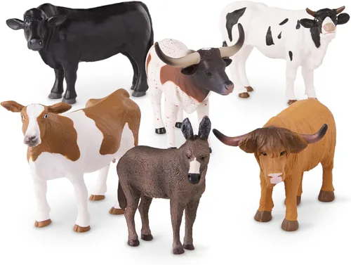 Vista 6 de Terra by Battat Juego de juguetes de animales de granja con figuras realistas de vaca, toros y burro Holstein - Juguetes educativos para niños