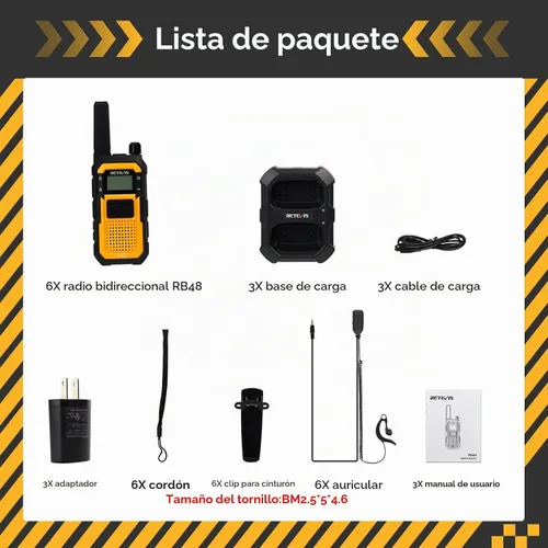 Vista 9 de Retevis RB48 Waterproof Two Way Radio with G-Type Earpiece for Construction