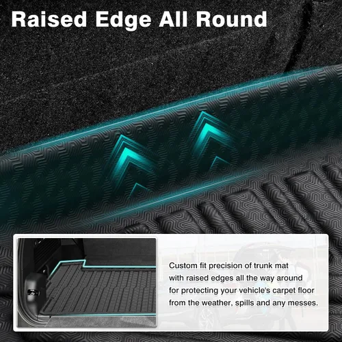 Vista 6 de Mixsuper Forro de carga para Rivian R1S 2022-2024 2025, alfombrilla para maletero para todo tipo de clima, para accesorios R1S, alfombrilla