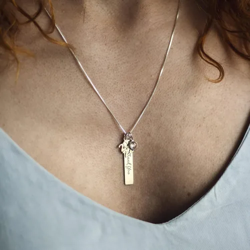 Vista 6 de MYKA - Collar de dijes de graduación personalizado en plata de ley 925, chapado en oro y oro rosa con piedra natal colgante, regalo de joyería
