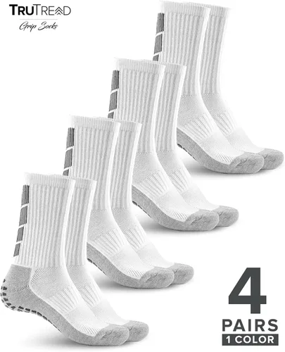 Vista 4 de TruTread Calcetines de fútbol antideslizantes para hombre 4 pares Agarre antideslizante Fútbol baloncesto