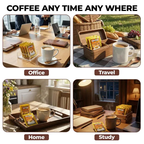 Vista 7 de Vinacafe Paquetes de café instantáneo 3 en 1 auténtico sabor vietnamita, mezcla equilibrada de café de tostado medio para una preparación rápida