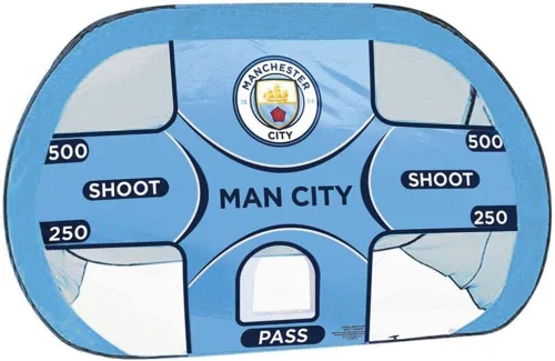 Vista 2 de Hy-Pro Manchester City F.C. - Portería de fútbol desplegable 2 en 1 de 4 x 3 pies, red de fútbol portátil con bolsa de transporte