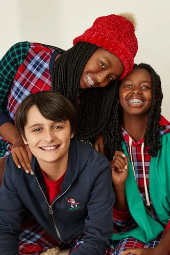 Vista 3 de Lands End Conjunto de pijama de forro polar de manga larga para niños
