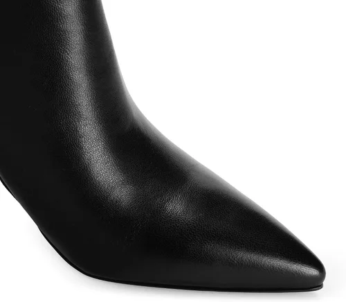 Vista 5 de Modatope Botas de cuero para mujer, con punta puntiaguda, tacón alto, botines plegables para mujer