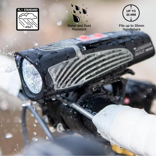 Vista 5 de NiteRider Lumina Max 1500/2000/2500 Bike Light USB-C Rechargeable LED Headlight with Wireless Control, 8 Lighting Modes, 8-Step Fuel Gauge, IP64