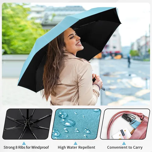 Vista 3 de Yoobure Mini paraguas pequeño con estuche ligero diseño compacto perfecto para viajes, ligero y portátil, sombrilla para sol y lluvia al aire libre