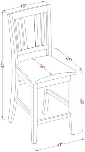 Vista 6 de East West Furniture EDBU3-MAH-LC - Juego de mesa de comedor de 3 piezas, altura de mostrador, 30 x 30, caoba