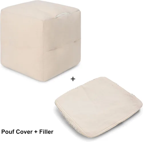 Vista 4 de REDEARTH · Puf otomano acolchado con relleno, textura de almacenamiento, cubo de granos, puf, reposapiés para sala de estar, dormitorio, guardería