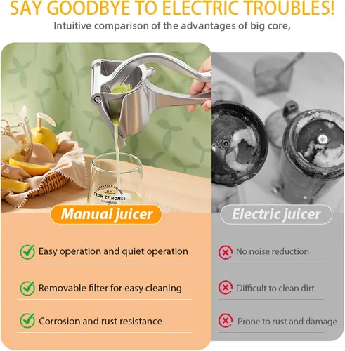 Vista 6 de Exprimidor, Extractor de Jugo de Fruta Fresca de Aleación de Aluminio, Exprimidor de Jugo Manual de Mano, exprimidor manual, Fácil de Limpiar
