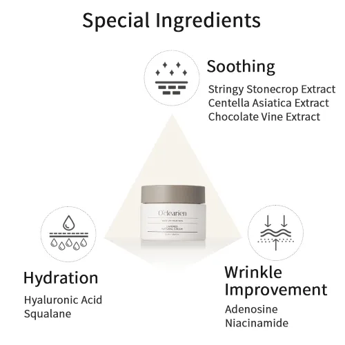 Vista 9 de [O'CLEARIEN] Crema facial hidratante para pieles sensibles, antienvejecimiento, calmante y nutritiva con ácido hialurónico, sin parabenos, 1.69