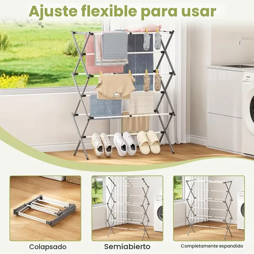 Vista 5 de APEXCHASER PEXCHASER - Estante de secado de ropa de gran tamaño, 45.28 pulgadas de alto x 14.57 pulgadas de profundidad