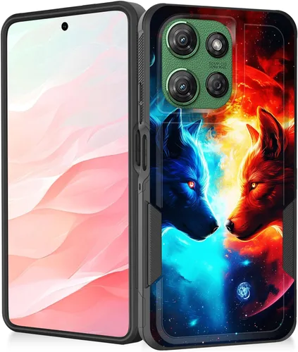 Vista 177 de Funda para Moto G Play 4G 2024, resistente de doble capa híbrida de policarbonato duro, goma suave, a prueba de golpes, funda protectora resistente