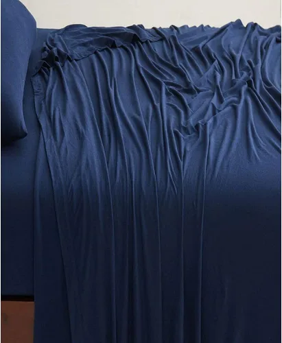 Vista 2 de Calvin Klein Home Modern Cotton Harrison - Sábana encimera de 1 pieza, tamaño Queen, algodón (Midnight)