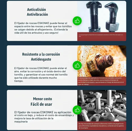 Vista 4 de ESKONKE Sellador de Roscas Púrpura 222 - Sellador de Roscas Extraíble de Metal para Tuercas, Pernos, Tornillos y Compuesto de Tornillos para Evitar
