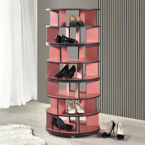 Vista 9 de Kings Brand Furniture - Zapatero giratorio de 5 niveles, 360° giratorio Lazy Susan, organizador de almacenamiento en torre para armario, entrada