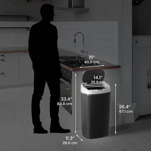 Vista 6 de iTouchless Bote de basura automático de 13 galones con tecnología sensor 2.0 y filtro de olor, diseño delgado y sin contacto, ahorro de espacio