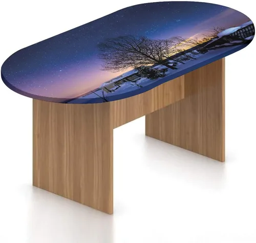 Vista 21 de XISUNYA Mantel ajustable ovalado de poliéster con bordes elásticos nocturnos, estampado de galaxia y nebulosa de la Vía Láctea, se adapta a mesas
