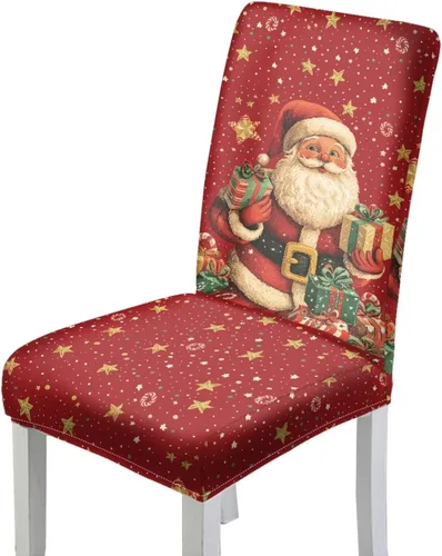 Vista 18 de Rnyleeg Juego de 1 fundas navideñas para sillas de comedor, color azul oscuro, fundas protectoras extraíbles y lavables para sillas de cocina