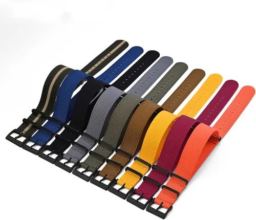 Vista 7 de ANNEFIT - Correa de reloj de nailon de 16mm 18mm 20mm 22mm, correas de reloj militares impermeables de una pieza con hebilla resistente