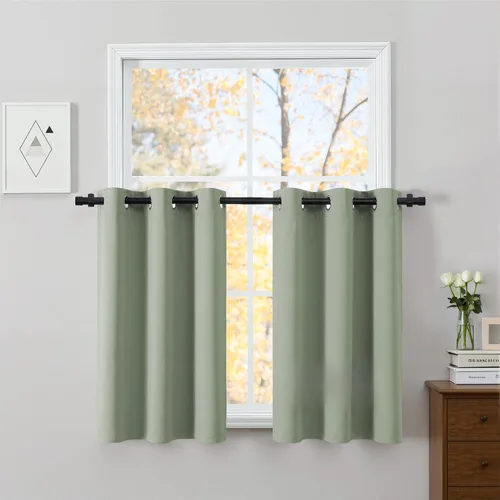 Vista 22 de NICETOWN Cortinas 100% Opacas Cortas de 36 Pulgadas de Largo para Dormitorio, Privacidad Aislamiento Térmico con Ojales Cortinas de Ventana