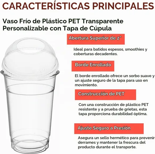 Vista 3 de Vasos de plástico transparente de 16 onzas con tapas anchas de cúpula – Paquete de 30 Vasos desechables para bebidas frías para batidos, café