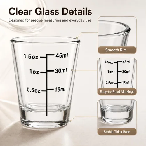 Vista 3 de Paquete de 12 vasos de chupito de 1.8 onzas a granel con base pesada, juego de vasos de chupito de medición transparentes para café, vodka, tequila