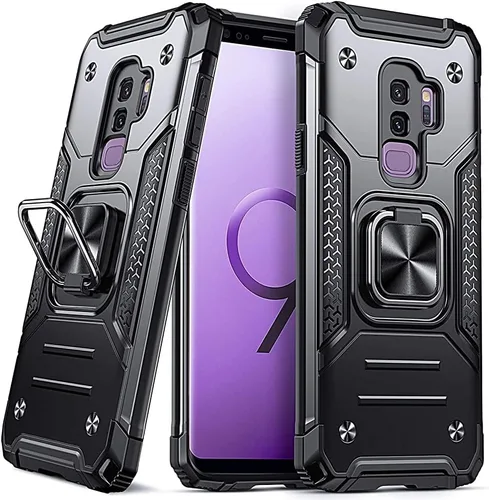Vista 16 de DASFOND Diseñada para funda Galaxy S8 con soporte, anillo metálico giratorio mejorado de 360°, soporte kickstand de grado militar, resistente a