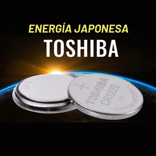 Vista 3 de TOSHIBA Batería de celda de moneda de litio CR1220 3V 5 baterías en embalaje resistente a los niños de la tira